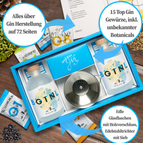 Diy Gin Box Premium inkl. 38% Alkohol Gin Buch | Pairing Konzept | 15 seltene Gewürze | Gin selber machen | Gin Set | Gin Baukasten Geschenk | Gin Geschenkset